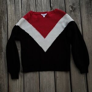 Time and Tru Women's Chevron Sweater - Red, White, Black